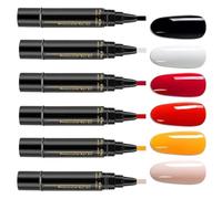 Stylos à vernis gel - Set de vernis à ongles gel, marqueurs artistiques 6 couleurs sèches 6 couleurs | Pas de lumière UV nécessaire pour manucure professionnelle, stylos de peinture à l'épreuve des