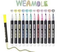 Stylos Acryliques - Tomorotec - Lot De 12 - Imperméables - Multicolores - Double Ligne.