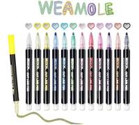 Stylos acryliques - Tomorotec - Lot de 12 - Imperméables - Multicolores - Double ligne