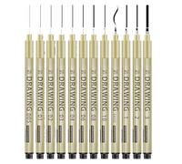 Stylos Art ,12 Pièces Feutres à Pointe Fine pour Dessin - Fournitures Dessin Étanche Stylo Prise de Notes Planner Manga Esquisse Agenda Scolaire Écriture Calendrier Journal - Ecriture Ecole Croquis Ma