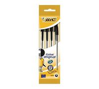 BIC Stylos à bille Cristal Original Medium – Encre noire – Lot de 4