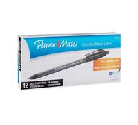 Stylos ? bille r?tractables ? pointe fine Paper Mate Comfortmate 12 stylos ? encre noire (6380187)