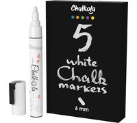 Stylos Blancs - Lot De 5 Marqueurs Craie Effaçable Avec Pointe Réversible 6mm - Aimé Par Enseignants, Artistes Et Entreprises