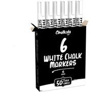Stylos Blancs - Lot De 6 Marqueurs Craie Effaçable Avec Pointe Réversible 6mm Et 50 Étiquettes De Craie Pour Vitres, Verre, Toile, Plastique