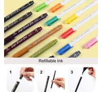 Stylos Calligraphie À Fudenosuke Feutre-16 Stylos Calligraphie De Couleur Avec Pointe Pinceau Pour Le Écriture Manuelle, La Calligraphie, Le Dessin, L'écriture, Le Bullet Journal Gc-Sb16