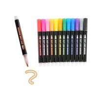Stylos Contour Double Ligne - Marqueurs Contour Auto-Contour 12 Couleurs | Stylo Pour Écrire Auto- | Marqueurs Pour Contours Portables Stylo À Double Ligne Pour Dessiner Bilett