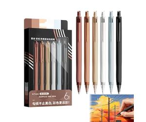 Stylos Couleur Pointe Fine - 6 couleurs lavables rétractables écriture fluide 0,7 mm | Stylos colorés pointe fine - pour journaling écriture peinture à l'eau dessin et esquisses