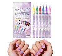 Stylos de 6 marqueurs de vernis à ongles à pointe fine pour loisirs créatifs, stylos de peinture à ongles à séchage rapide pour conseils professionnels et dessin, outils de manucure de qualité