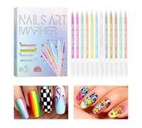 Stylos de Décoration d'Ongles - Kit de Design d'Ongles avec 12 Couleurs - Stylo de Dessin et Contour pour Ongles pour Femmes | Pour Voyage Déplacement Professionnel Fête École Petite Amie Épouse