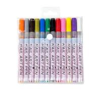Stylos De Doodle Pour Ongles,Outil de Séchage Rapide avec Brosse de 12 Couleurs,Marqueurs pour les Ongles de 0,5mm - Pour Graffiti Peinture Coloriage Sur Toile Activités Créatives À La Maison Et Au Sa