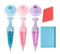 Stylos de forage Gem Art - 3x outils de pointillés dans un porte-fleuriste mignon | Kit de stylo à peinture en diamant avec plateau et argile de cire | Accessoires d'art de bifert