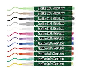 Stylos de manucure - Collection de 12 teintes festives assorties, outil artisanal facile à prendre en main, permet des designs d'ongles personnalisés sans effort, finition longue durée pour une expres