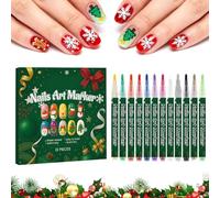 Stylos de Noël - Set de dessin 12 couleurs pour manucure, marqueurs faciles à peindre | pour les fêtes, le design de bricolage, le style de Noël et les créations d'ongles