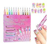 Stylos de peinture à ongles à séchage rapide, 12 couleurs à pointes fines - Outils de manucure professionnels pour fête, voyage d'affaires, voyage, école, intérieur