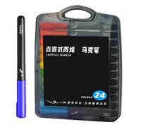 Stylos De Peinture Acrylique, 24 Marqueurs Artistiques À Base D'eau, Pointe Souple À Grain Droit, Opaque, Superposable, Séchage Rapide, Résistant À La Décoloration Pour Toile, Tissu, Bois, Papier, Ver