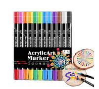 Stylos de Peinture Acrylique - Marqueurs Acryliques à Double Pointe | Feutres Pinceaux pour Peinture sur Roche, Pierre, Verre, Céramique, Bois, Métal, Tissu, Bricolage, Fournitures d'Art, Cadeaux