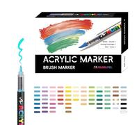 Stylos de peinture acrylique, marqueurs acryliques | Marqueurs à pointe pinceau souple pour le coloriage | Fournitures d'artisanat imperméables pour céramique, pierre, toile, tissu, bois, kit de