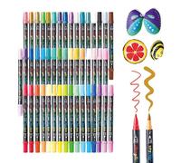 Stylos de peinture acrylique - marqueurs de peinture acrylique à double pointe | 48 couleurs set stylo pour marqueur d'art | Stylo acrylique fin et pinceau adapté pour la peinture de roche, oeufs