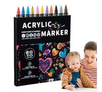 Stylos de peinture acrylique - Marqueurs de peinture acrylique à double pointe | Marqueurs de peinture acrylique solubles dans l'eau - Pointes fines et rondes pour roche, toile, céramique, bois pour