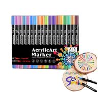 Stylos de peinture acrylique - Marqueurs de peinture professionnels, 36 couleurs | Plusieurs couleurs - Marqueurs de dessin à double pointe fine et pinceau pour peinture sur roche, bois, toile, verre