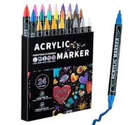 Stylos de peinture acrylique - Marqueurs double face pour et adultes | Marqueurs de peinture acrylique solubles dans l'eau - Pointes fines et rondes pour roche, toile, céramique, bois pour
