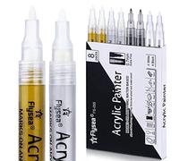 Stylos de Peinture Acrylique Noir et Blanc, Lot de 8 Pointe Fine Marqueurs 0.7mm Stylos Marqueurs Permanents pour Carte de Noël, Pierres, Céramique, Tissu, Verre, Calendriers