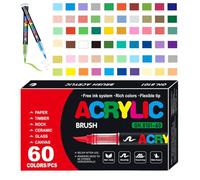 Stylos De Peinture Acrylique - Panneaux De Peinture Imperméable | Stylos De Peinture Pinceau | Couleurs De Peinture Pour La Peinture De Roche Toile En Bois Et Calligraphie | Indicateurs De Points Pour