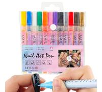 Stylos de peinture acrylique pour ongles, 12 couleurs de marqueurs de vernis à ongles - 0,5 mm marqueurs de beauté à base d'eau pour des points fins