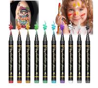 Stylos de peinture pour le visage d'Halloween - 10 couleurs, marqueurs du corps lavables, stylo tatouage temporaire, marqueurs de tatouage temporaires | Peinture pour le visage amovible pour le