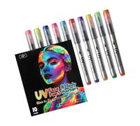 Stylos de peinture pour le visage et le corps avec effet lumineux, lot de 10 marqueurs lavables pour dessiner des lignes, des accents et des looks de maquillage temporaires pour le corps, stylos de à