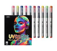 Stylos de peinture pour le visage et le corps avec effet lumineux, lot de 10 marqueurs lavables pour dessiner des lignes, des accents et des looks de maquillage temporaires pour le corps, stylos de à