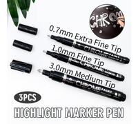 Stylos De Peinture Réfléchissants À Effet Miroir, 3 Pièces, Accessoires De Maison, D'école, De Bureau, À Reflets Chromés Argent