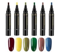 Stylos de polissage gel - Stylo de polissage pour ongles - Set de stylos de peinture artistique - Beaux pinceaux pour revêtements artistiques - 6 couleurs - Stylos séchés à sec - Pas de l