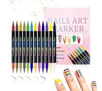 Stylos de vernis à ongles, 12 couleurs à double extrémité, marqueurs de peinture à ongles à séchage rapide avec pinceau fin, stylos artistiques en acrylique avec application lisse, outils de beauté