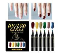 Stylos de vernis à ongles à pointe fine - 6 couleurs de marqueurs de dessin à séchage rapide, 12 cm | Outils de manucure en gel pour femmes, débutants, salon, maison, mères, jeunes et utilisation