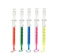 Stylos d'injection de surligneur 5pcs stylos de seringue surligneur multi-couleurs à neon injection liquide stylo à billes lisses lisses stylos à balle pour les élèves, à encre gel de seringue stylo