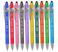Stylos drôles avec des mots de plainte 10 pièces/ensemble pointe de 0, 5 mm stylos du jour la semaine sarcastique lisse avec clip et stylo à bille d'extrémité d'écran tactile pour le bureau l