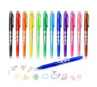 Stylos Effaçable Gel 12 Couleurs avec Gomme Intégrée, Stylo 0,5 mm Pointe Fine, Encre Thermosensible Effaçable, Stylos Rechargeables à Écriture Fluide Stylo Effacable pour École, Bureau et Dessin