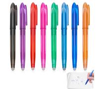 Stylos Effaçable, Lot de 8 stylos à bille effaçables à encre gel effaçable 0,7 mm Stylos à Bille avec Gomme pour Enfants, Adultes, Fournitures Scolaires