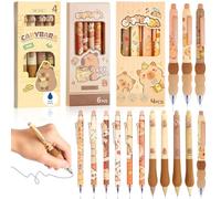 Stylos effaçables Capybara, Capybara Stylo à bille effaçable 14 pièces - Set de stylos thermoeffaçables Kapibara avec design Cochon d'eau - Set de stylos effaçables - Idéal pour l'école