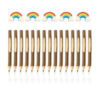 Stylos En Bois 15 Pièces, Gommes Arc-En-Ciel 5 Pièces, Stylos Pour Enfants, Stylos En Bois Créatifs, Papeterie Scolaire Et De Bureau