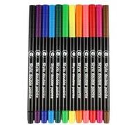 Stylos feutre double pointe (fine et pinceau) 12 pièces - megacrea Multicolore - assort. G