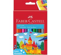 Stylos feutre - Faber Castell - Super Washable - 12 pcs - Pointe solide - Multicolore