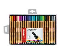 STABILO Stylo feutre pointe fine Point 88 - Coffret de 25 stylos-feutres - Coloris assortis