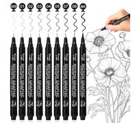 Stylos feutre Pointe Fine, Surcotto 9 Pcs Stylos Feutre, Pigment Liner Stylos Fineliner Noir Multi-Taille Pour dessin technique, Manga, Illustration