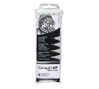 Stylos feutres - Graph'It - Brush liners - Pochette de 4 - Pointe pinceau - Gris et noir