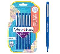 Stylos feutres Paper Mate Flair | Feutres de coloriage sans fuite à pointe moyenne (0,7 mm) | Encre bleue | Idéal pour écrire, scrapbooking, dessiner, etc. | Lot de 5