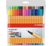 Stylos-feutres pointe fine STABILO - Pochette x 40 - couleurs assorties