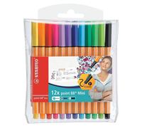 STABILO Mini feutre pointe fine point 88 Mini - Pochette x 12 mini stylos feutres - Coloris assortis