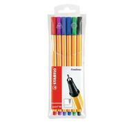 Stylos-feutres - STABILO - point 88 - Pochette de 6 - Pointe fine 0,4mm - Couleurs assorties